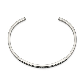 Stainless Steel Polished w/Reconstructed Turquoise 5mm Cuff Bangle — alternate view