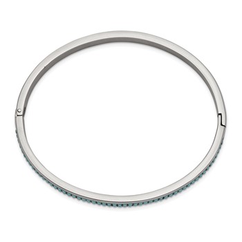 Stainless Steel Polished w/Preciosa Crystal 4.75mm Hinged Bangle — alternate view