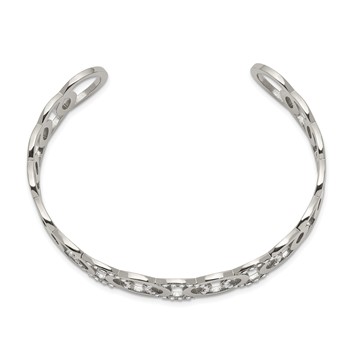 Chisel Stainless Steel Polished with Crystals 14.5mm Circles Cuff Bangle — alternate view