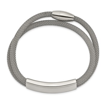 Chisel Stainless Steel Polished Mesh 2-Strand Adjustable ID Bracelet — alternate view