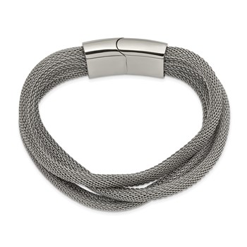 Stainless Steel Polished Mesh 3-Strand 7.5in Bracelet — alternate view