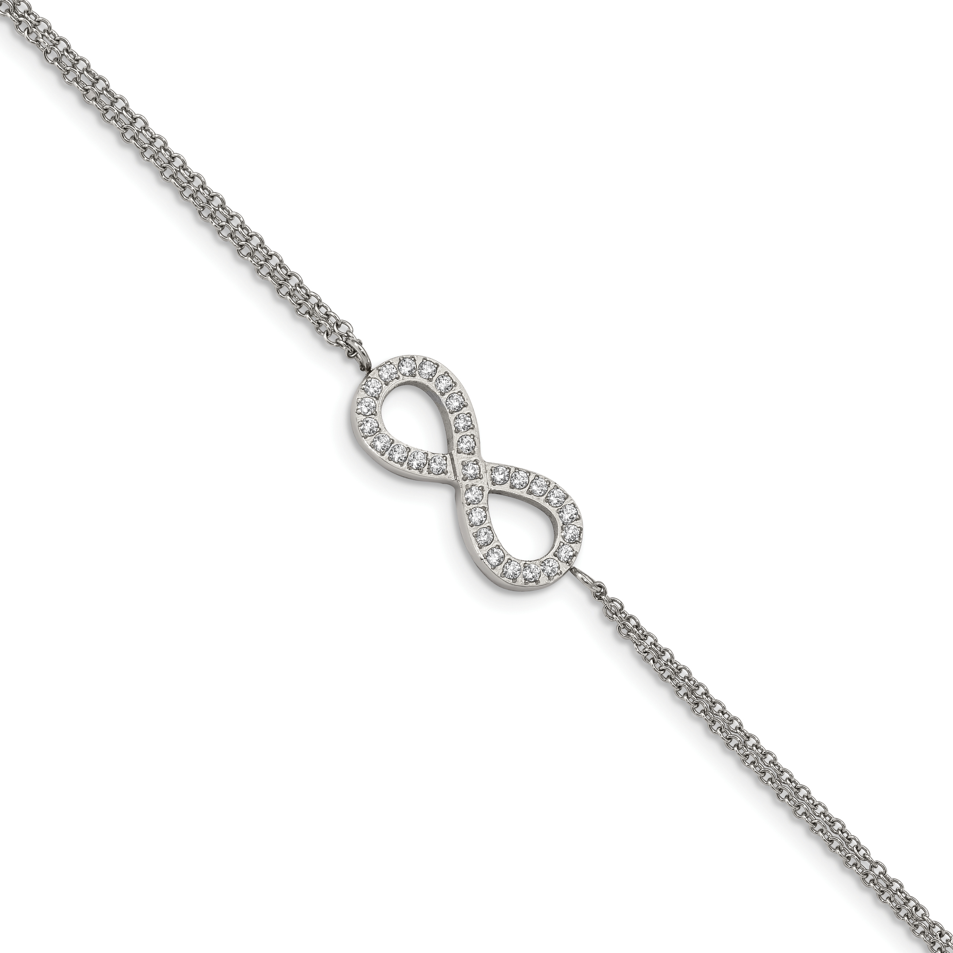 Chisel Stainless Steel Polished with CZ Infinity Symbol 6.25 inch