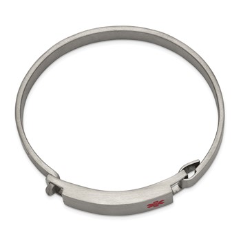 Chisel Stainless Steel Brushed with Red Enamel 8.00mm Medical ID Bangle — alternate view