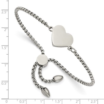 Chisel Stainless Steel Polished Heart Adjustable Bracelet — alternate view