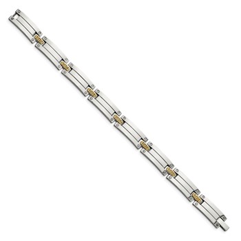 Chisel Stainless Steel with 14k Gold Accent Polished 8.5 inch Link Bracelet — alternate view