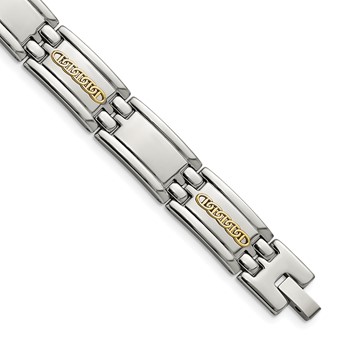 Chisel Stainless Steel with 14k Gold Accent Polished 8.75 inch Link Bracelet