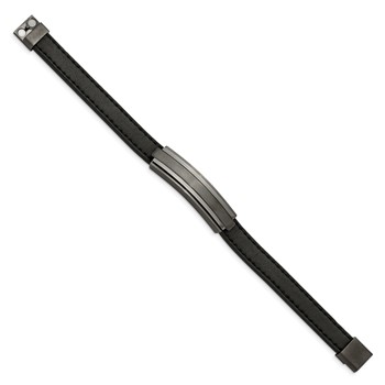 Chisel Stainless Steel Brushed and Polished Gun Metal IP-plated Black Rubber 8.5 inch Bracelet — alternate view