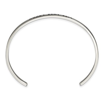 Chisel Stainless Steel Polished and Enameled with Crystal LIVE LOVE LAUGH 3mm Cuff Bangle — alternate view