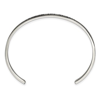 Chisel Stainless Steel Polished and Enameled with Crystal LIVE IN THE MOMENT 3mm Cuff Bangle — alternate view