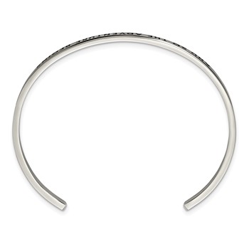 Chisel Stainless Steel Polished and Enameled with Crystal AND SO THE ADVENTURE BEGINS 3mm Bangle — alternate view
