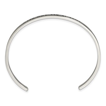 Chisel Stainless Steel Polished and Enameled with Crystal LOVE IS ALL YOU NEED 3mm Cuff Bangle — alternate view