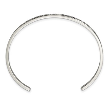 Chisel Stainless Steel Polished and Enameled with Crystal LOVE YOU MORE 3mm Cuff Bangle — alternate view