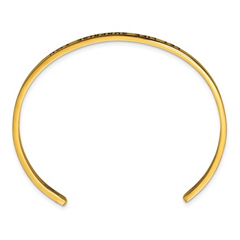 Chisel Stainless Steel Polished Yellow IP-plated and Enameled with Crystal LET LIFE SURPRISE YOU 3mm Cuff Bangle — alternate view