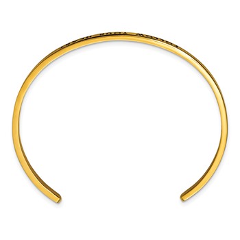 Chisel Stainless Steel Polished Yellow IP-plated and Enameled with Crystal FOLLOW YOUR HEART 3mm Cuff Bangle — alternate view