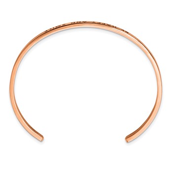 Chisel Stainless Steel Polished Rose IP-plated and Enameled with Crystal BE HAPPY AND SMILE 3mm Cuff Bangle — alternate view