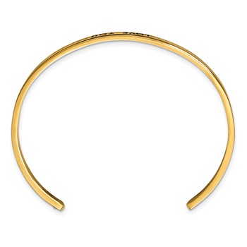 Chisel Stainless Steel Polished Rose IP-plated and Enameled with Crystal LOVE YOU 3mm Cuff Bangle — alternate view