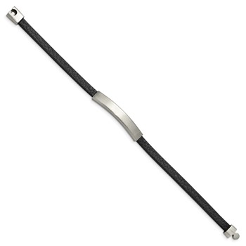 Chisel Stainless Steel Brushed Black PU Textured Leather 8.25 inch ID Bracelet — alternate view