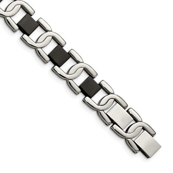 Chisel Stainless Steel Polished Black IP-plated 8 inch Fancy Link Bracelet