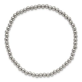 Chisel Stainless Steel Polished 4mm Beaded Stretch Bracelet — alternate view