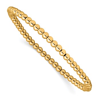 Chisel Stainless Steel Polished Yellow IP-plated 4mm Beaded Stretch Bracelet