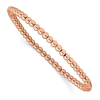 Chisel Stainless Steel Polished Rose IP-plated 4mm Beaded Stretch Bracelet