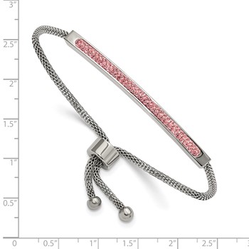 Chisel Stainless Steel Polished with Pink Glass Adjustable Bracelet — alternate view
