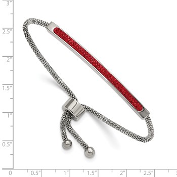 Chisel Stainless Steel Polished with Red Glass Adjustable Bracelet — alternate view
