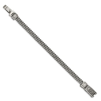 Chisel Stainless Steel Antiqued and Polished 8.5 inch 2-Strand Franco Link Bracelet — alternate view