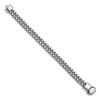 Chisel Stainless Steel Polished and Textured 8.75 inch Double Rolo Link Bracelet — alternate view