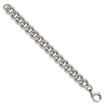Chisel Stainless Steel Polished and Textured 14.5mm 8 inch Curb Bracelet — alternate view