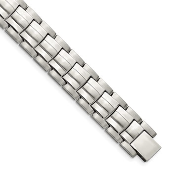 Chisel Stainless Steel Brushed and Polished 8.5 inch Link Bracelet