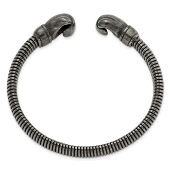 Chisel Stainless Steel Brushed Gun Metal IP-plated Boxing Gloves Cuff Bangle — alternate view