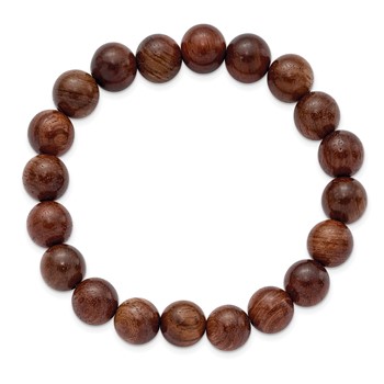 Chisel 10mm Burma Padauk Wood Beaded Stretch Bracelet — alternate view