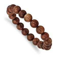 Image of Chisel 10mm Burma Padauk Wood Beaded Stretch Bracelet