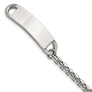 Chisel Stainless Steel Polished Box Chain 8.75 inch ID Bracelet