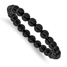 Image of Chisel 8mm Black Agate Beaded Stretch Bracelet