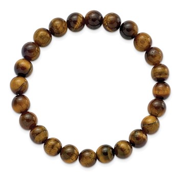 Chisel 8mm Yellow Tiger's Eye Agate Beaded Stretch Bracelet — alternate view