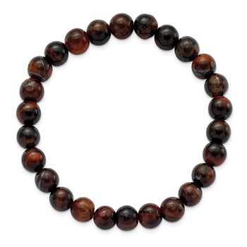 Chisel 8mm Red Tiger's Eye Agate Beaded Stretch Bracelet — alternate view