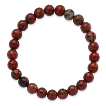 Chisel 8mm Sesame Red Agate Beaded Stretch Bracelet — alternate view