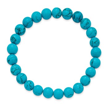 Chisel 8mm Blue Turquoise Agate Beaded Stretch Bracelet — alternate view