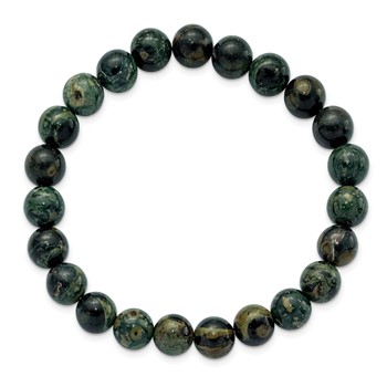 Chisel 8mm Green Eye Agate Beaded Stretch Bracelet — alternate view