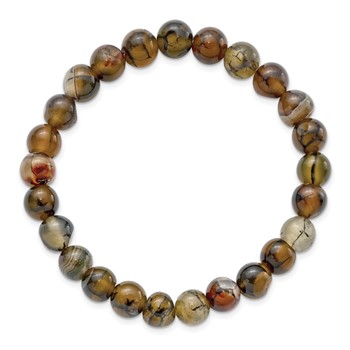Chisel 8mm Black and Yellow Agate Beaded Stretch Bracelet — alternate view