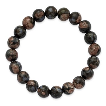 Chisel 10mm Black and Brown Agate Beaded Stretch Bracelet — alternate view