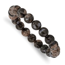 Image of Chisel 10mm Black and Brown Agate Beaded Stretch Bracelet