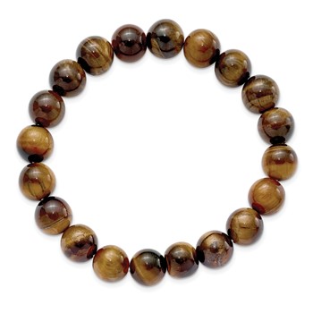 Chisel 10mm Yellow Tiger's Eye Agate Beaded Stretch Bracelet — alternate view