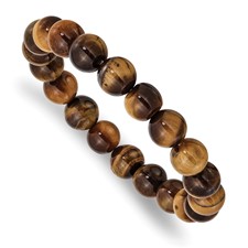 Image of Chisel 10mm Yellow Tiger's Eye Agate Beaded Stretch Bracelet