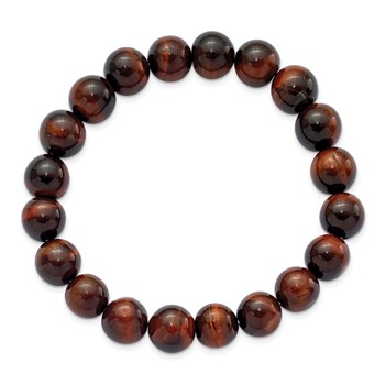 Chisel 10mm Red Tiger's Eye Agate Beaded Stretch Bracelet — alternate view
