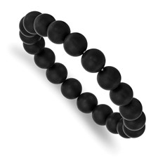 Image of Chisel 10mm Black Agate Beaded Stretch Bracelet