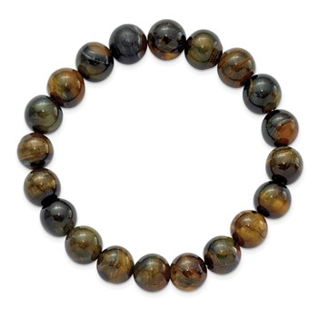 Chisel 10mm Blue and Yellow Tiger's Eye Agate Beaded Stretch Bracelet — alternate view