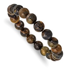 Image of Chisel 10mm Blue and Yellow Tiger's Eye Agate Beaded Stretch Bracelet